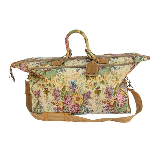 Vintage Rose Tapestry LEISURE ADVANTAGE Travel Bag Luggage Overnight Bag - Picture 2 of 9